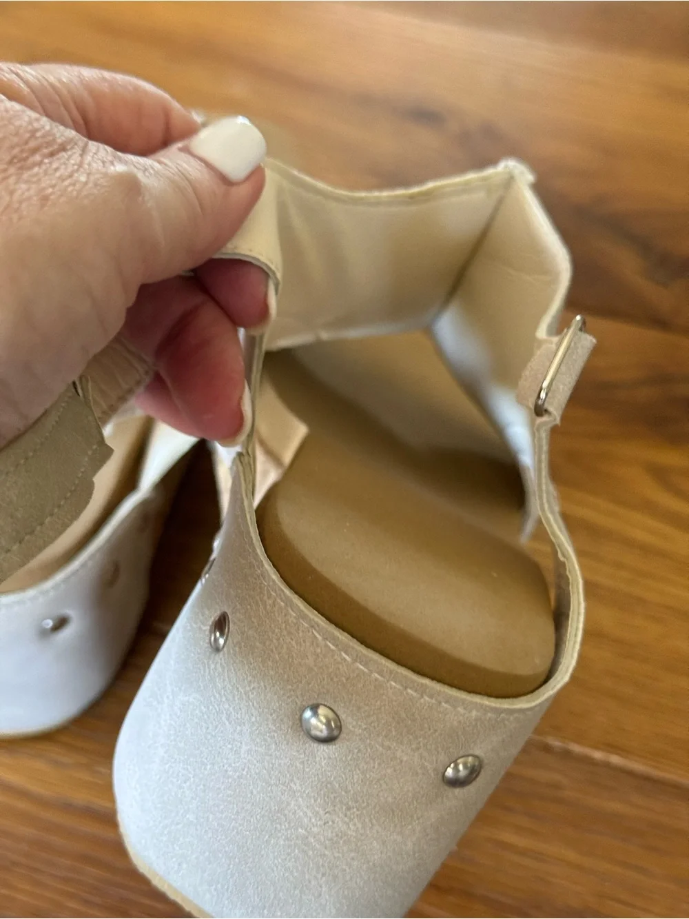 Women's Cork Wedge Sandal - Light Beige Open-Toe Slingback
